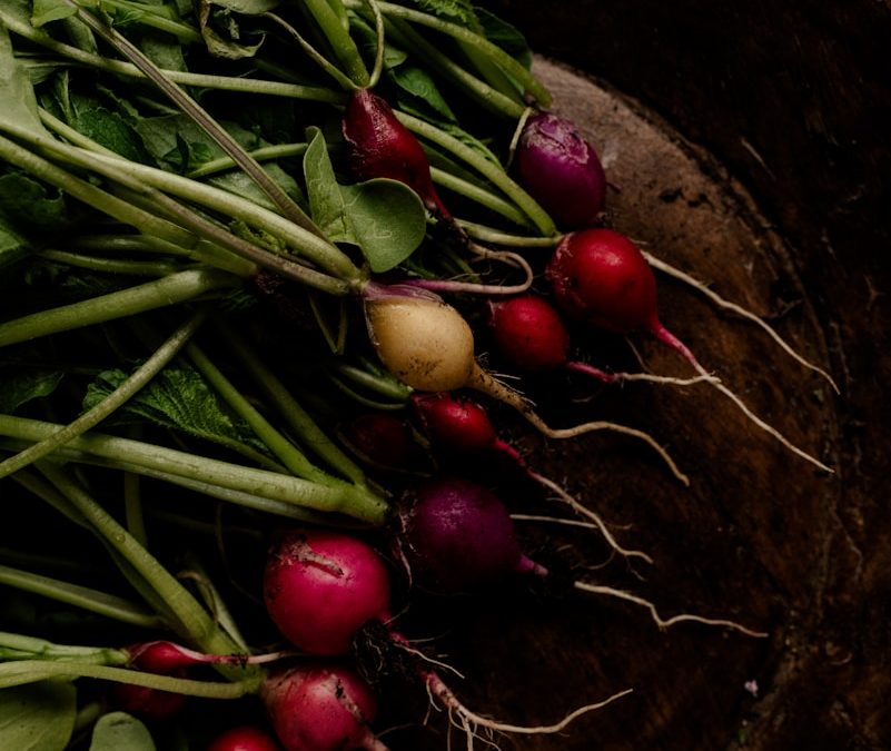 Close-up of red radishes