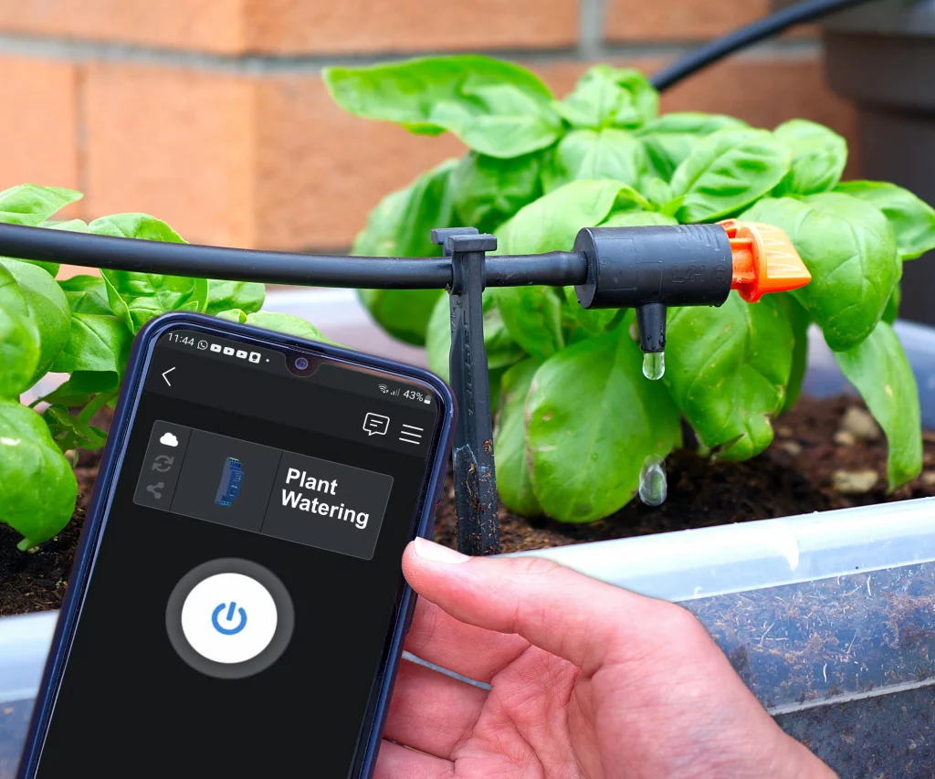 smart garden app showing moisture and light levels