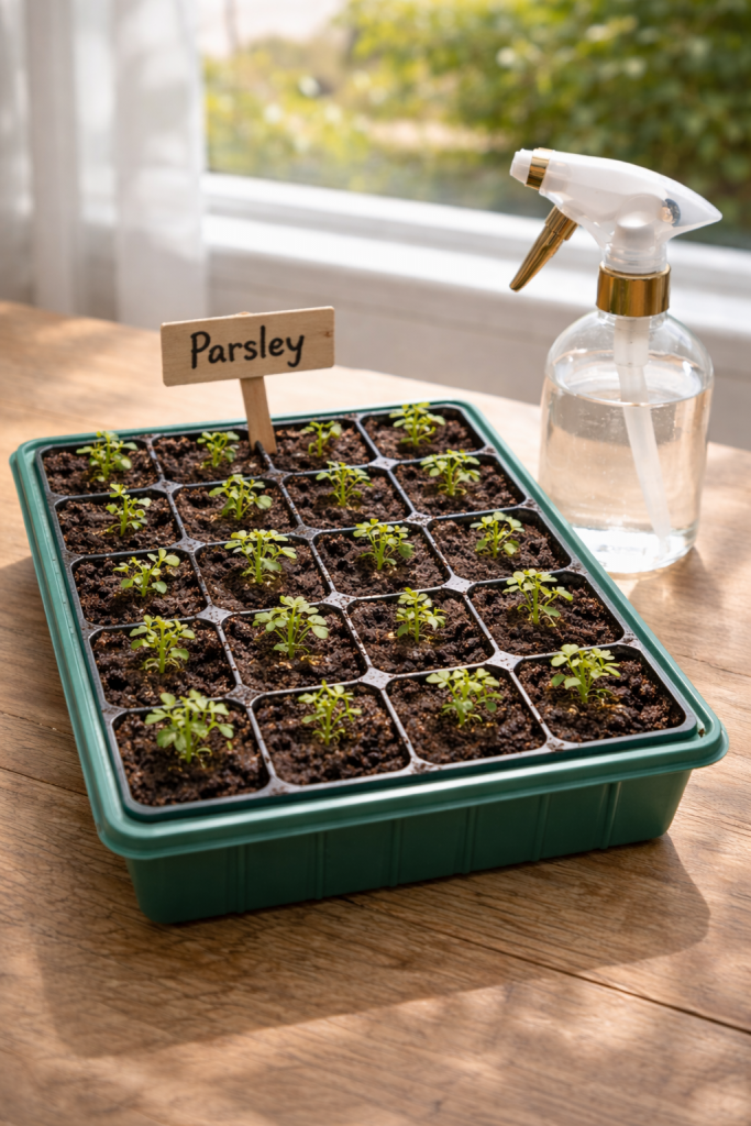 Parsley seeds take time to germinate when you grow parsley indoors